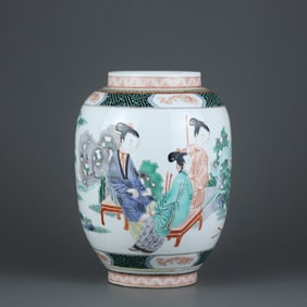 A Rare Wucai Figure Story Pattern Jar