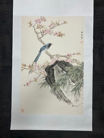 A Chinese Ink Painting of Landscapes on Silk,Modern Time of China,Tian Shiguang,without frame size: