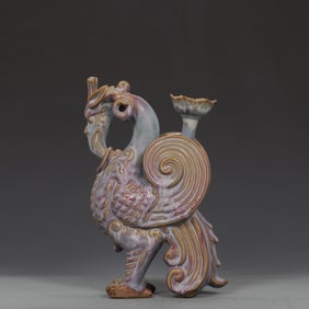 Jun yao Purple Glazed Beast-Shaped Candlestick