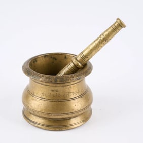 A Rare Bronze Pestle and Mortar