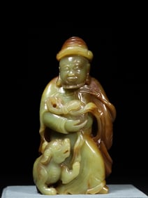 A Rare Hetian Jade Yellow Jade Figures-Shaped Ornament