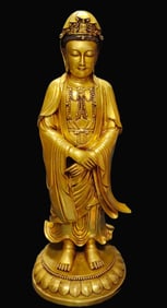 A Rare Red Bronze Gilt Buddha Statue