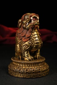 A Rare Gilt Bronze Beast Button Seal