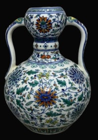 A Rare Doucai Lotus and Flower Patterns Vase