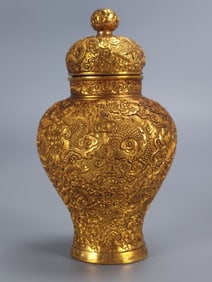 Gilt Bronze Auspicious Cloud Dragon Pattern Jar