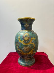 A Rare Cloisonne Dragon and Phoenix Pattern Vase