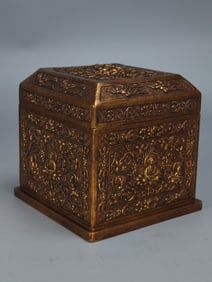 Gilt Bronze Buddha Statue Pattern Chest