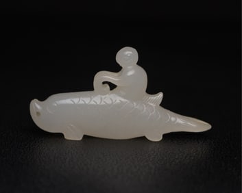 A Rare Hetian Jade Fish-Shaped Pendant