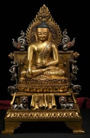 A Rare Gilt Bronze Sakyamuni