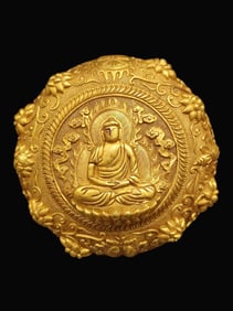 A Rare Gilt Bronze Lotus Buddha Box