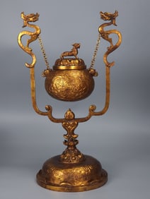 Gilt Bronze Auspicious Beast Pattern Censer