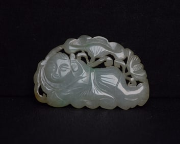 A Rare Jadeite Figures-Shaped Pendant