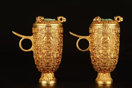 A pair of Rare Gilt Bronze Cups