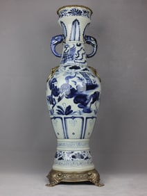 A Rare Blue and White Copper Inlaid Figure Story Pattern Vase