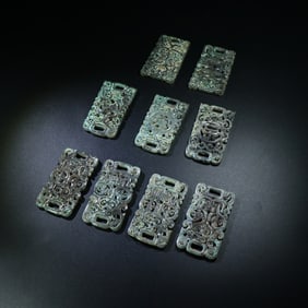A Set of Hetian Jade Hollow Dragon Pattern Accessory