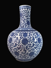 A Exquisite Blue and White Lotus Eight Treasures Pattern Vase