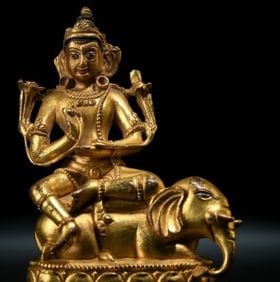 A Rare Gilt Bronze Samantabhadra Bodhisattva Statue