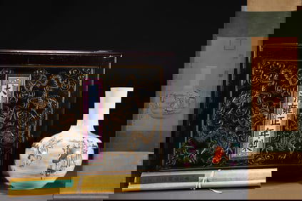 A Exquisite Famille-Rose Painted Gold Character and Story Pattern Vase, with Calligraphy and