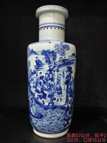 A Rare Blue and White Figure Story Pattern Vase