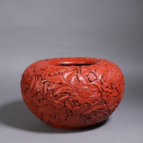 A Exquisite Lacquer Carved Silk Flower Pattern Jar