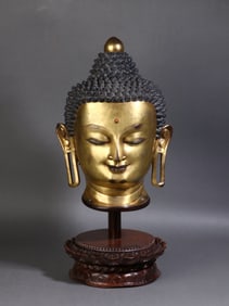 A Exquisite Gilt Bronze Sakyamuni Buddha Head
