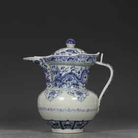 Blue and White Dragon Pattern Ewer