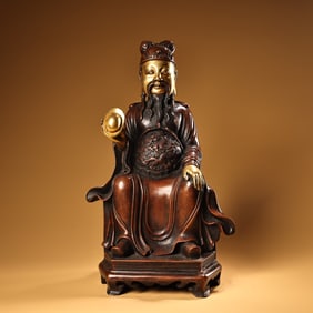 A Rare Purple Copper High Relief Carved Mammon Statue