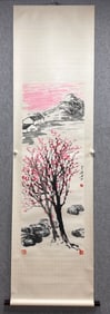A vertical Scroll of Chinese ink and Wash Floral Painting on Paper