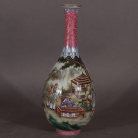Enamel Figure Story Pattern Vase