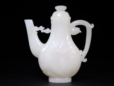 A Rare Hetian Jade Ewer