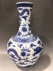 Blue and White Dragon Pattern Vase
