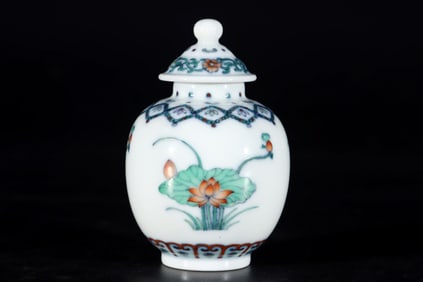 A Exquisite Blue and White Doucai Lotus Pattern Jar