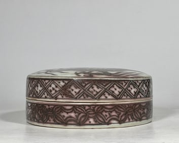 Underglaze-Red Dragon Pattern Box With a lid