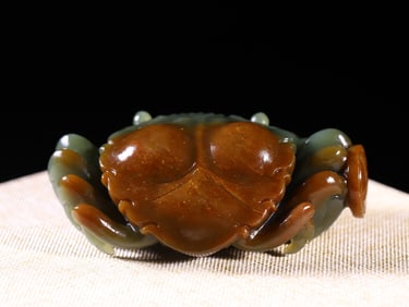 A Rare Hetian Jade Jasper Crab Ornament
