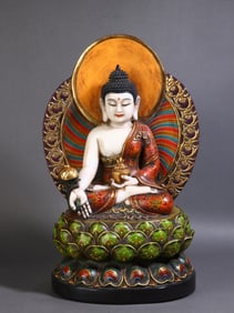 A Exquisite White Jade Avalokitesvara Statue