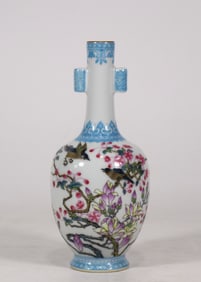Fahua Glazed Flower and Bird Pattern Double-Ears Vase