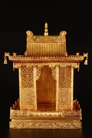 A Rare Gilt Bronze Pagoda