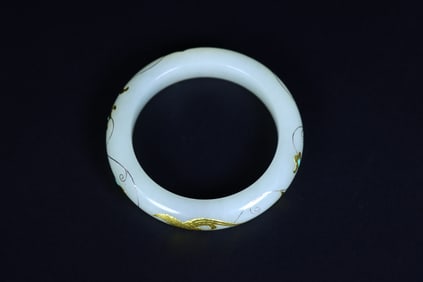 A Rare Hetian jade with Gold Wrapping Bracelet