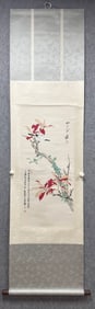 A Chinese Vertical Scroll Ink Painting of Flower and Bird on Paper