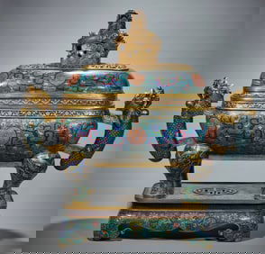 A Rare Cloisonne Double Dragon Censer