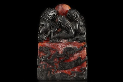 A Rare Tianhuang Stone Carved Nine-Dragon Seal