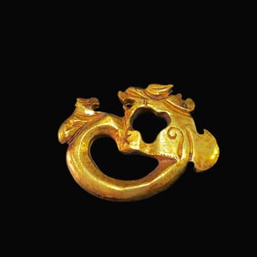 A Rare Gilt Bronze Dragon Ring