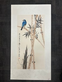 A Chinese Ink Painting of Flowers on Silk,Modern Time of China,Huang Huanwu,without frame size: