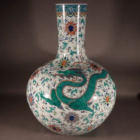 Blue and White Doucai Lotus Dragon Pattern Vase