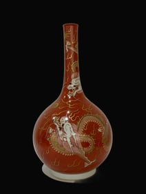 Iron-Red Painted Gold Dragon Pattern Vase