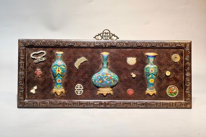Small-Leaf Zitanwood Inlaid Gems Hanging Panel