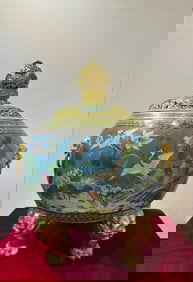 A Rare Cloisonne Lion-Beast Ear Dragon Stove