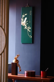 Gaozhi Tu Nanmu Wood Painted Gold Lacquer Painting Hanging Screen