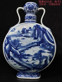 A Rare Blue and White Landscape Pattern Vase