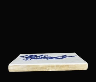 A Rare Blue and White Dragon Pattern Seawater Porcelain Plate